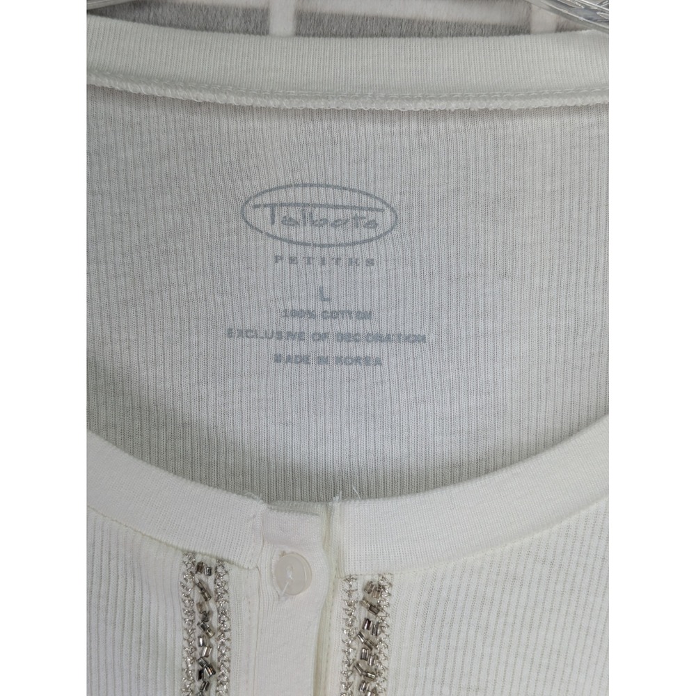 Talbots Womens Long Sleeve Petite Large (LP) NWT 100% Cotton Beaded Breathable - Picture 5 of 8